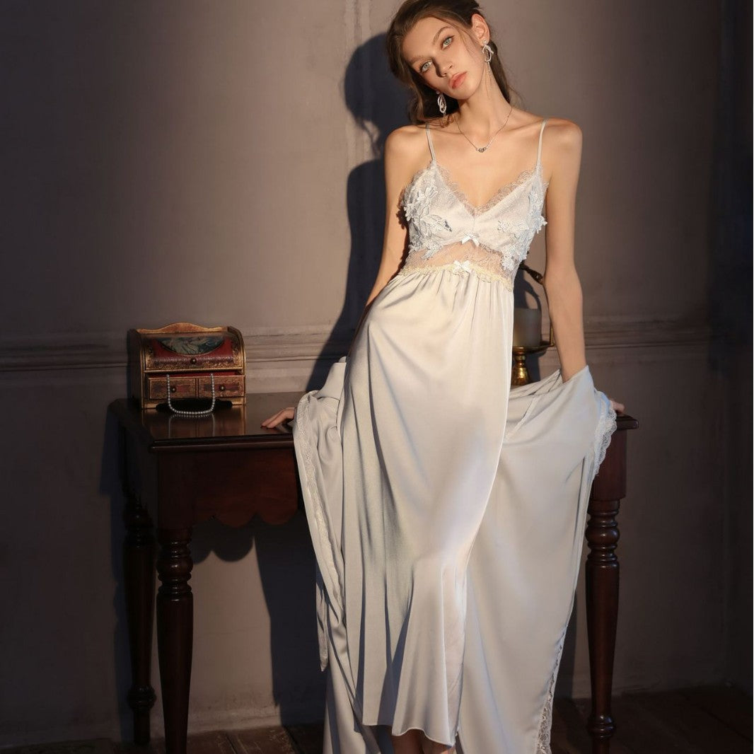 Sexy silk nightgown sleepwear