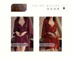 Sexy Deep-V Push-Up Lace & Satin Nightgown Sleepwear