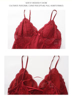 Sexy Deep-V Push-Up Lace & Satin Nightgown Sleepwear