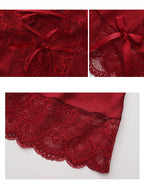 Sexy Deep-V Push-Up Lace & Satin Nightgown Sleepwear