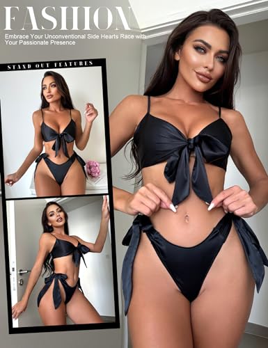 RSLOVE Satin Bow Tie 2-Piece Lingerie Set