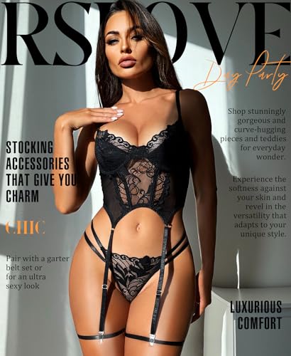 RSLOVE Lace Lingerie Set - Bra, Panty & Mesh Robe