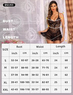 RSLOVE Mesh babydoll Lingerie for Women - Sexy Lace Chemise V Neck Sleepwear Mesh Nightgown Strap Nightwear Outfits Exotic Nightie
