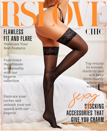 RSLOVE Lace Thigh-High Sheer Stockings with Grip