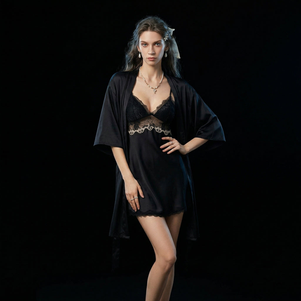 Sexy Lace and Satin Nightwear Sleepwear