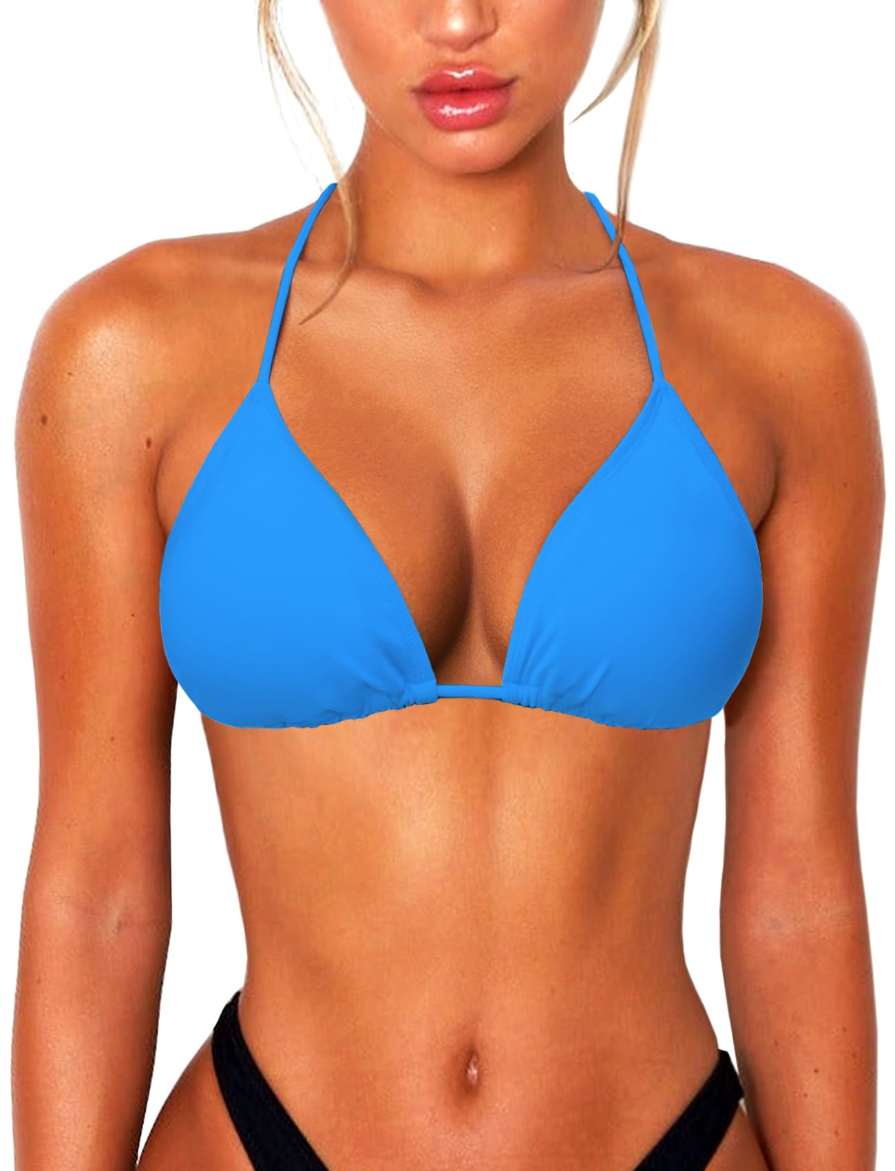 String Bikini Tops for Women Bathing Suit Swim Tops Sexy Triangle Bikini Top Black